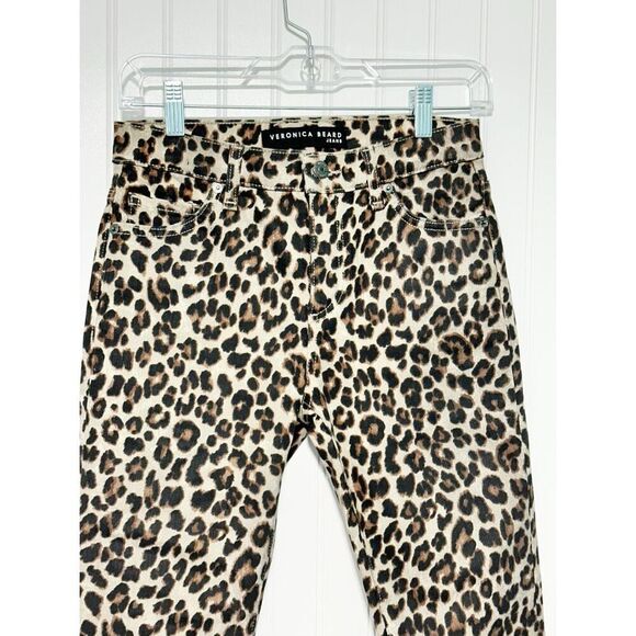Veronica Beard Leopard Coated Print Mid Rise Skinny Brooke‎ Jeans Size 26 Size 2 - Picture 5 of 13